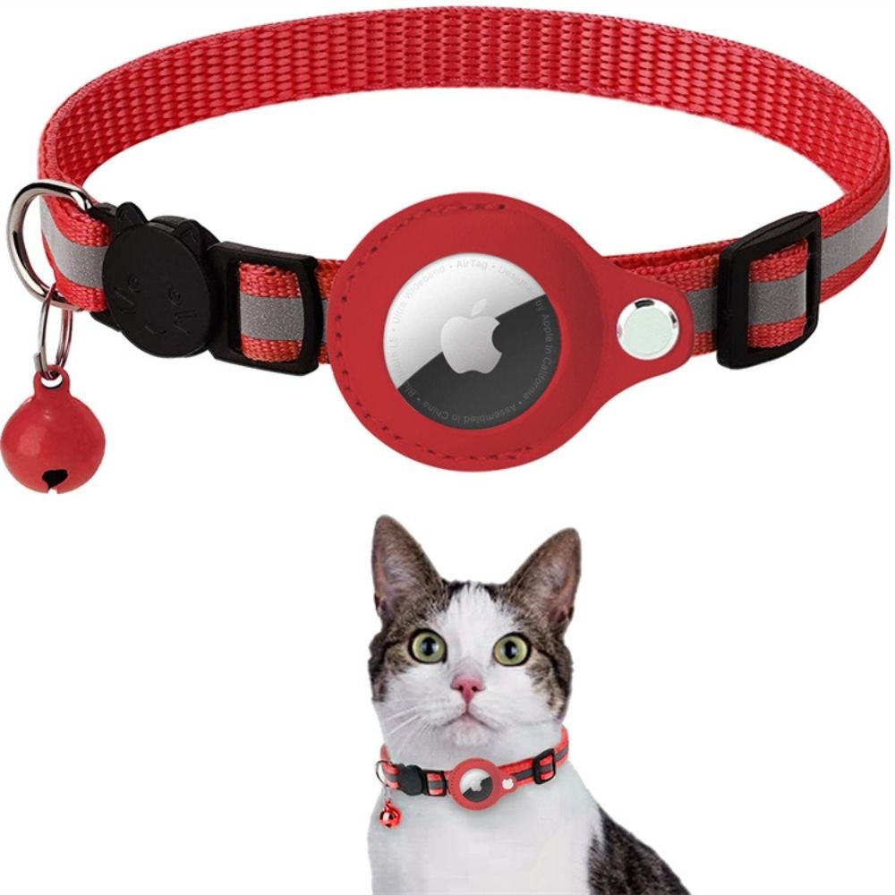 Reflective Cat Collar with GPS Tracker Holder and Safety Closure – Adjustable Night Visibility Collar with Bell 10