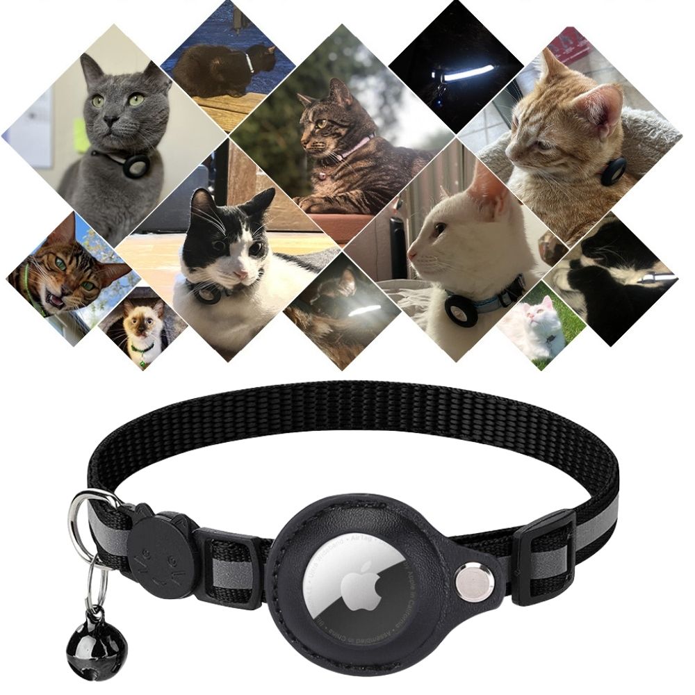 Reflective Cat Collar with GPS Tracker Holder and Safety Closure – Adjustable Night Visibility Collar with Bell 5
