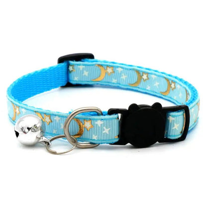 Reflective Cat Collar with Gold Stars and Moon Design – Adjustable Safety Closure for Cats and Small Dogs 11
