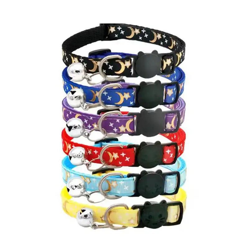 Reflective Cat Collar with Gold Stars and Moon Design – Adjustable Safety Closure for Cats and Small Dogs 4