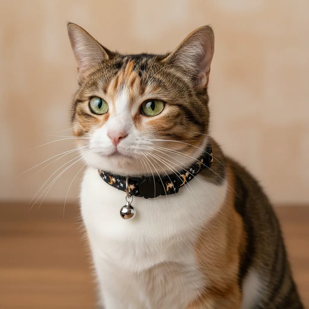 Reflective Cat Collar with Gold Stars and Moon Design – Adjustable Safety Closure for Cats and Small Dogs 5