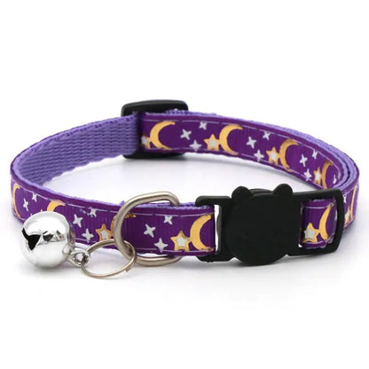 Reflective Cat Collar with Gold Stars and Moon Design – Adjustable Safety Closure for Cats and Small Dogs 7