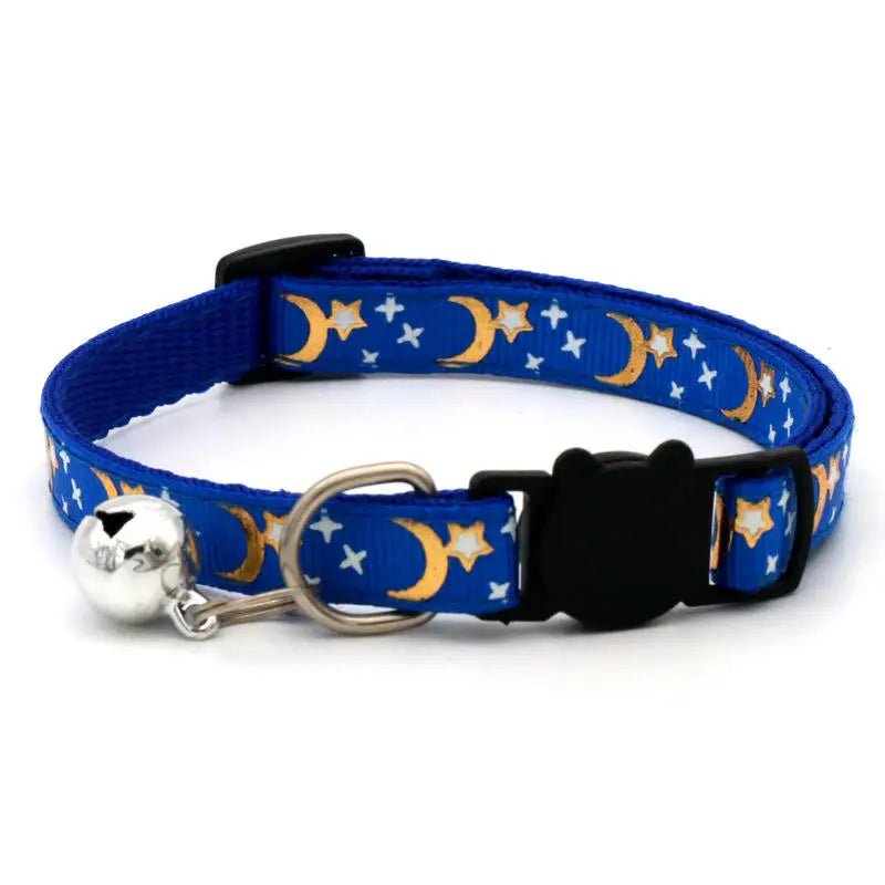Reflective Cat Collar with Gold Stars and Moon Design – Adjustable Safety Closure for Cats and Small Dogs 9