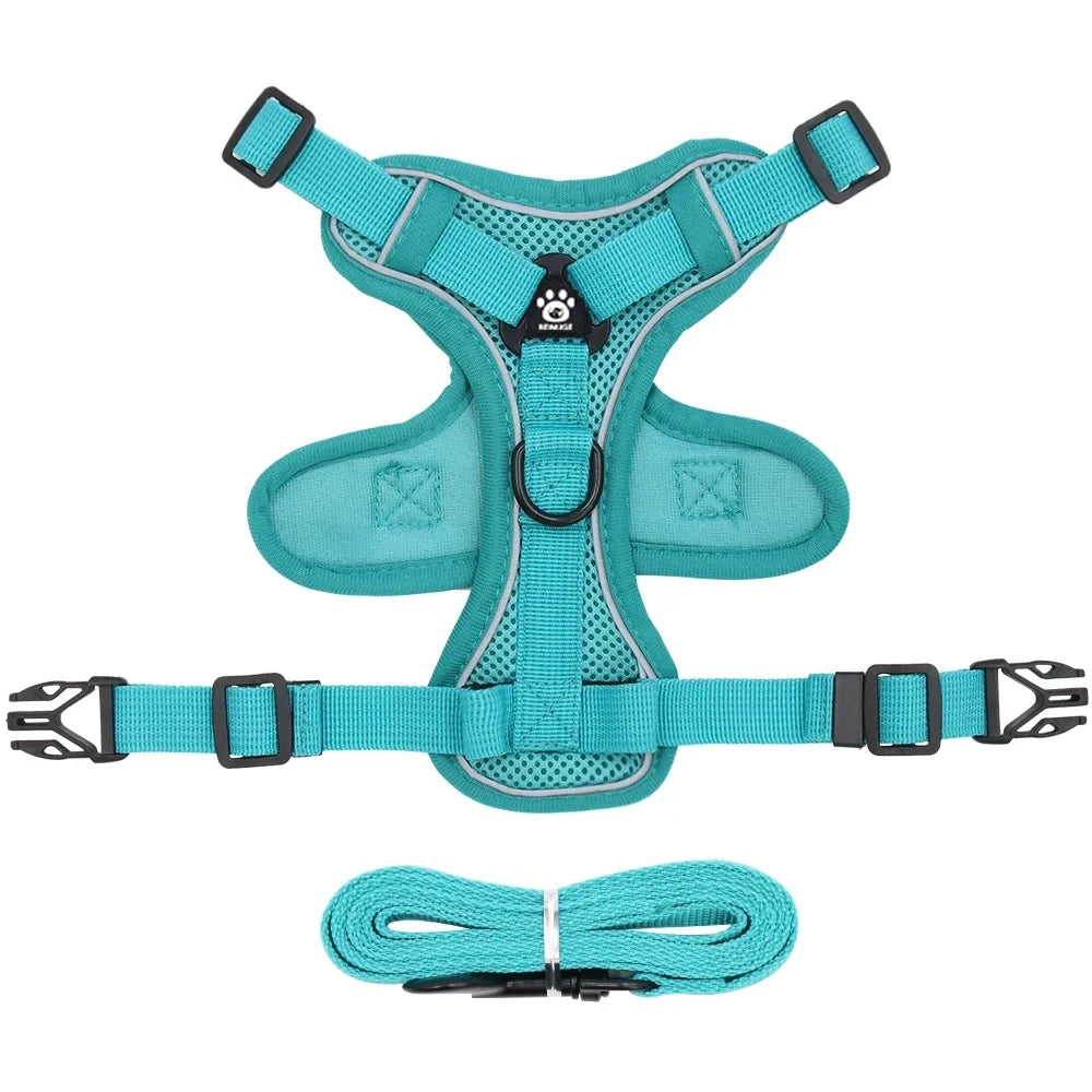 Reflective cat harness and leash set featuring adjustable fit and breathable mesh, designed for kittens and small cats, ensuring comfort and safety during outdoor walks. 8