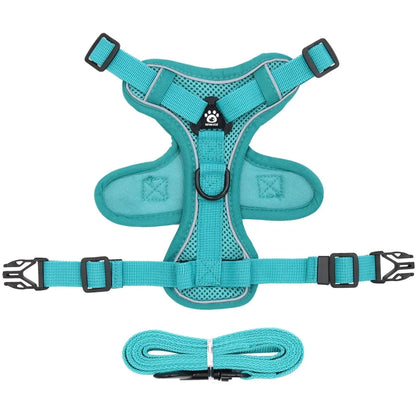 Reflective cat harness and leash set featuring adjustable fit and breathable mesh, designed for kittens and small cats, ensuring comfort and safety during outdoor walks. 8
