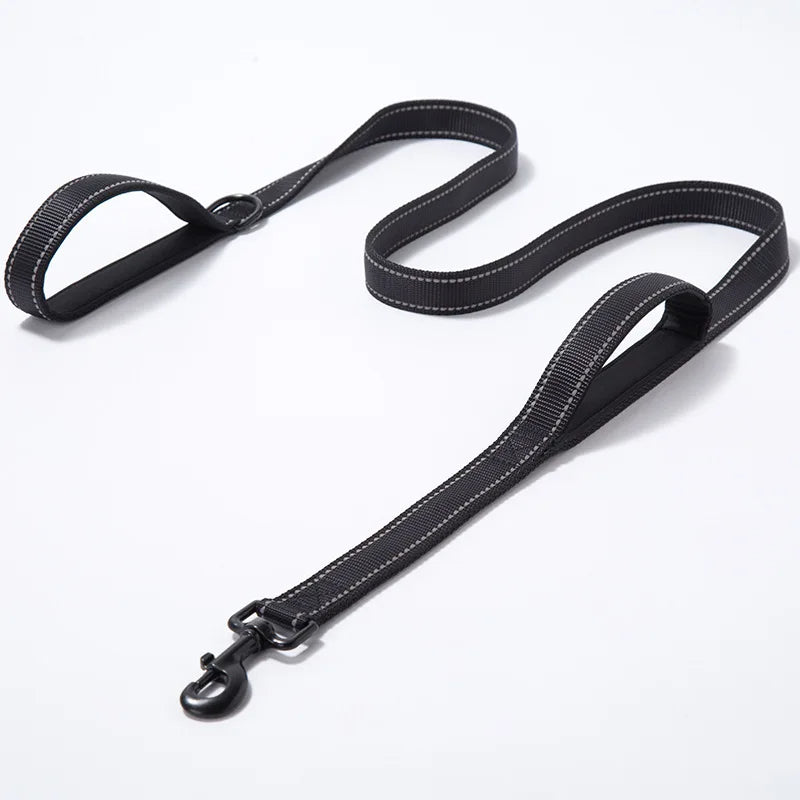 Reflective Double-Handle Dog Leash for Safety and Control – Durable and Comfortable 0