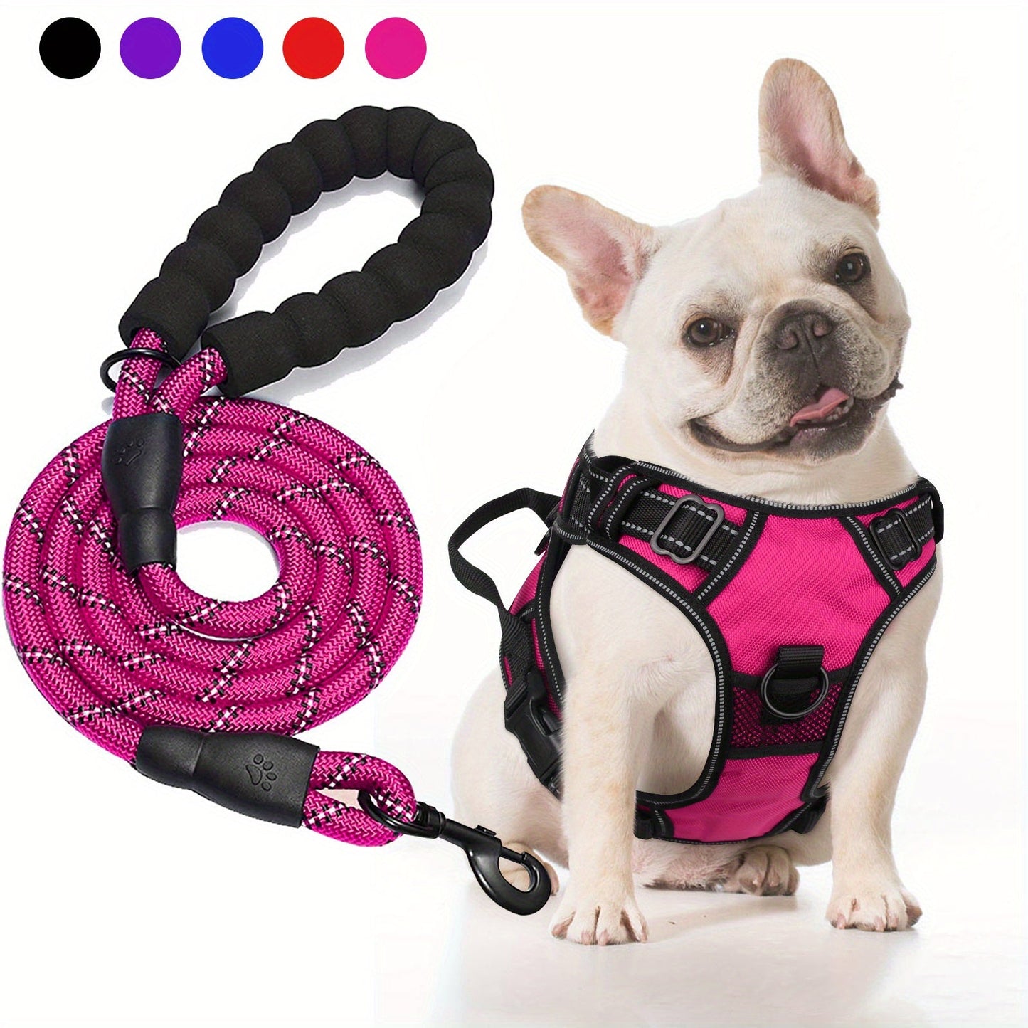 Reflective no-pull dog harness with adjustable Oxford fabric and leash set, designed for medium and large dogs for safe and comfortable walks. 10