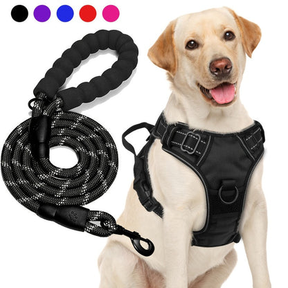 Reflective no-pull dog harness with adjustable Oxford fabric and leash set, designed for medium and large dogs for safe and comfortable walks. 5