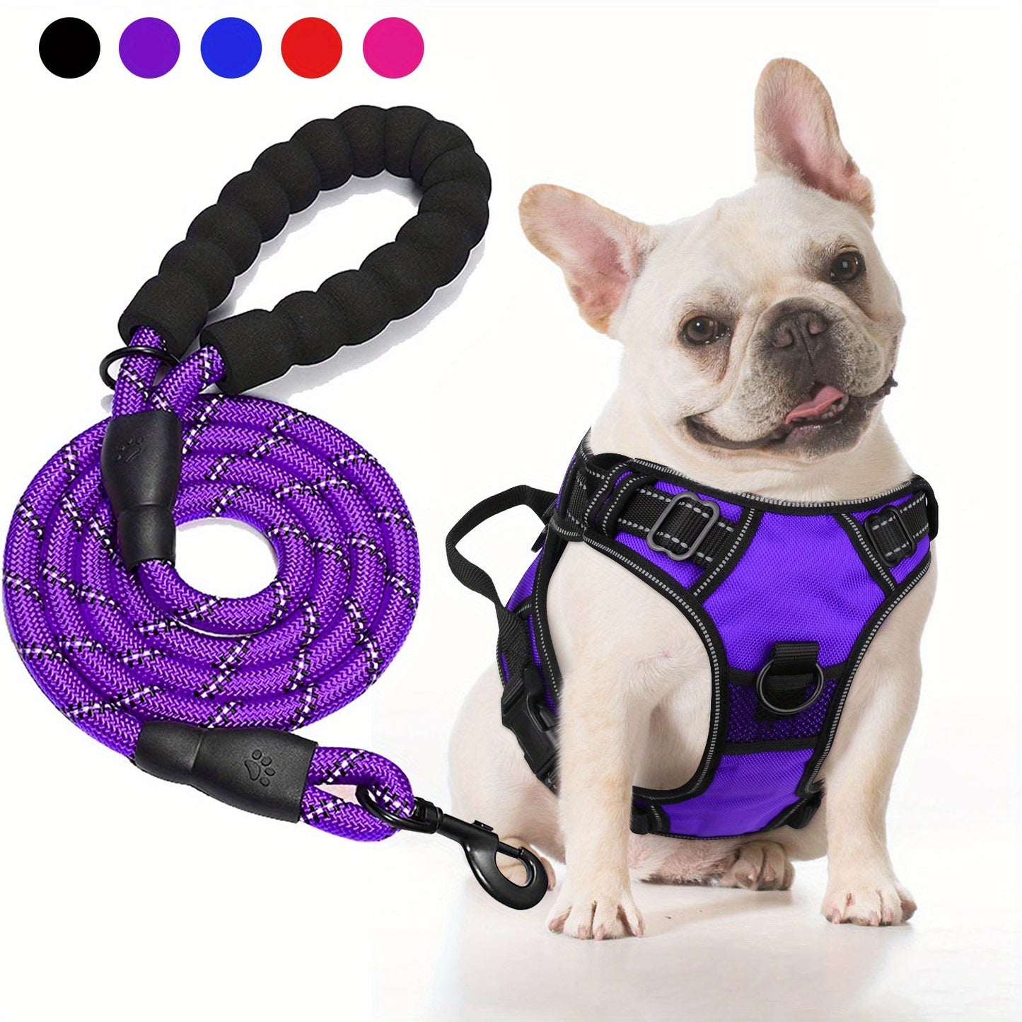 Reflective no-pull dog harness with adjustable Oxford fabric and leash set, designed for medium and large dogs for safe and comfortable walks. 6
