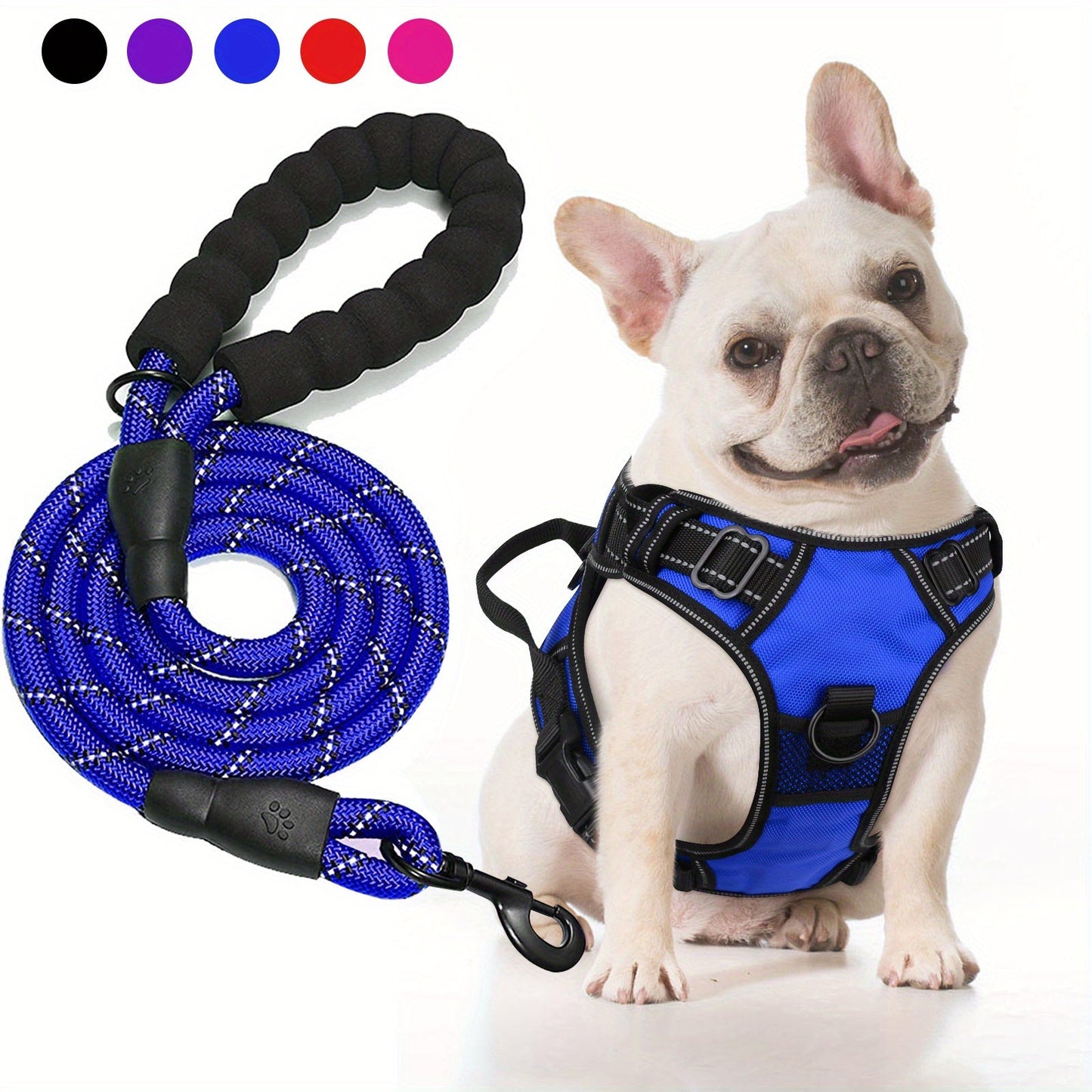 Reflective no-pull dog harness with adjustable Oxford fabric and leash set, designed for medium and large dogs for safe and comfortable walks. 8