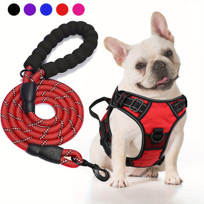 Reflective no-pull dog harness with adjustable Oxford fabric and leash set, designed for medium and large dogs for safe and comfortable walks. 9