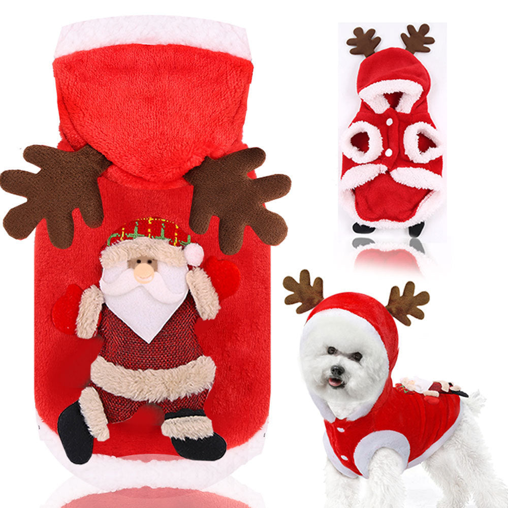 Reindeer Flannel Pet Outfit for Dogs and Cats – Cozy Holiday Costume 2