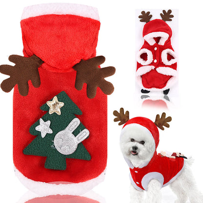 Reindeer Flannel Pet Outfit for Dogs and Cats – Cozy Holiday Costume 3