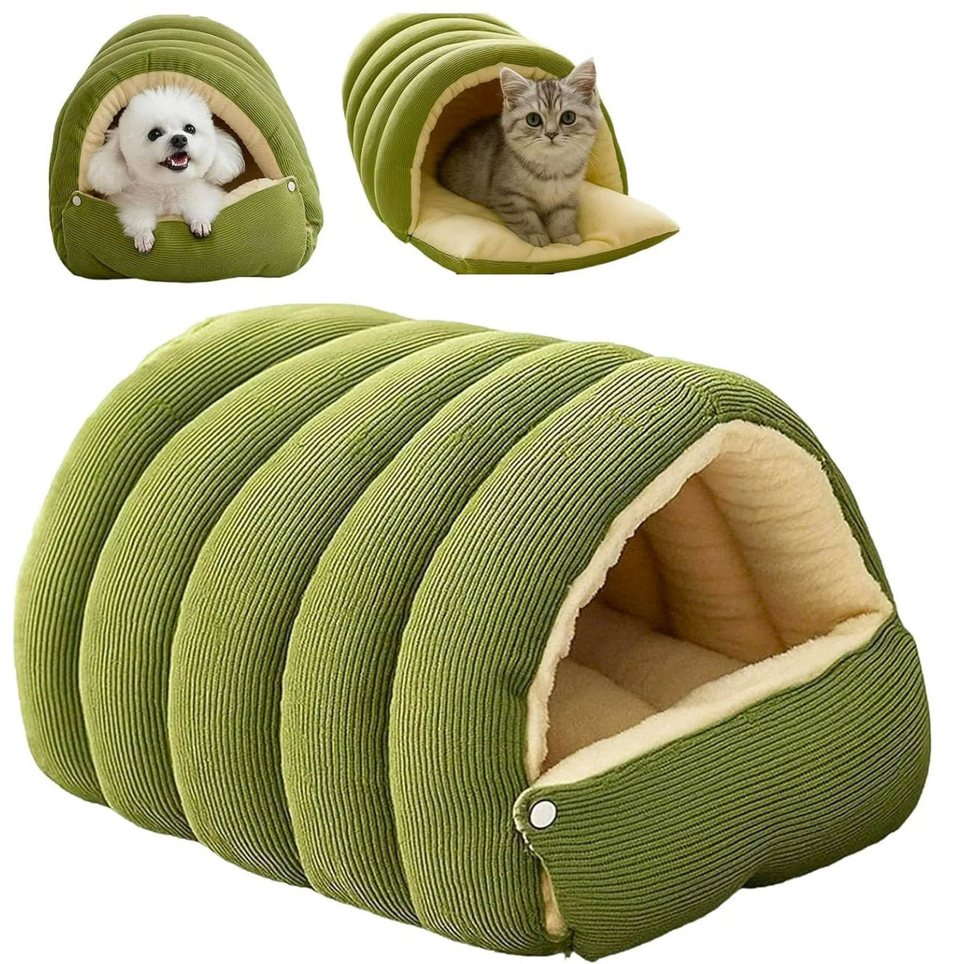 Removable Washable Semi-Closed Cat Bed with Arctic Fleece Lining – Cozy Hideaway for Indoor Cats 0
