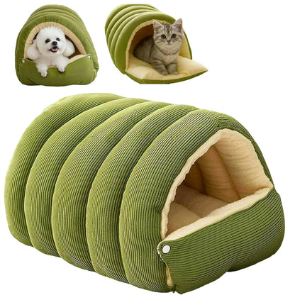 Removable Washable Semi-Closed Cat Bed with Arctic Fleece Lining – Cozy Hideaway for Indoor Cats 0