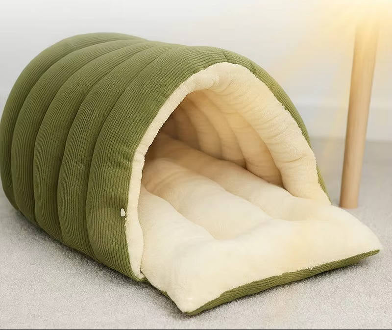 Removable Washable Semi-Closed Cat Bed with Arctic Fleece Lining – Cozy Hideaway for Indoor Cats 1