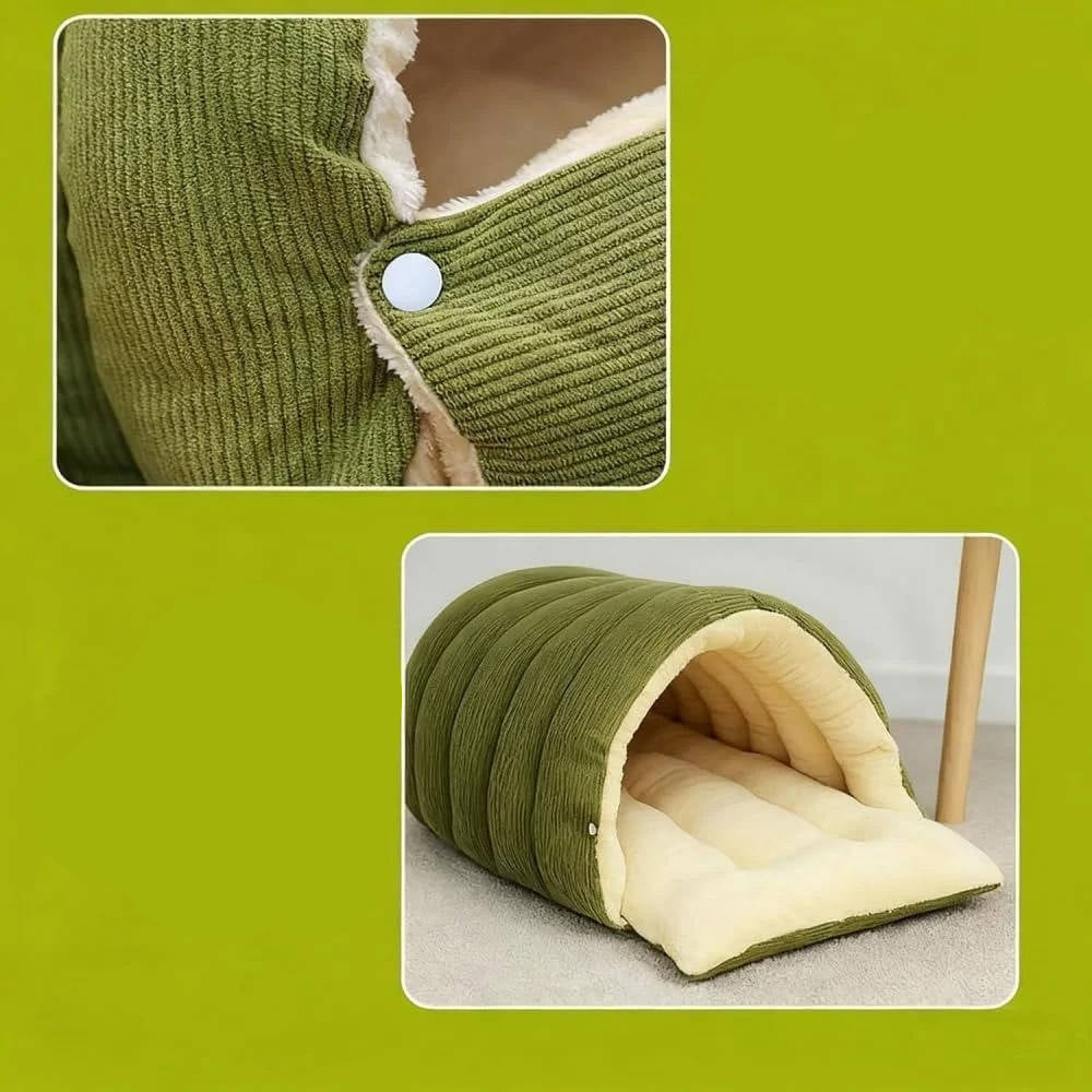 Removable Washable Semi-Closed Cat Bed with Arctic Fleece Lining – Cozy Hideaway for Indoor Cats 4