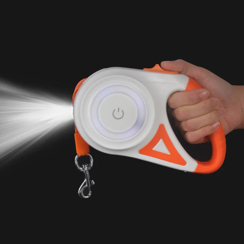 Retractable Dog Leash with LED Flashlight – 16 ft Tangle-Resistant Leash for Safe Night Walks, Ergonomic Grip, Perfect for Small Dogs 2