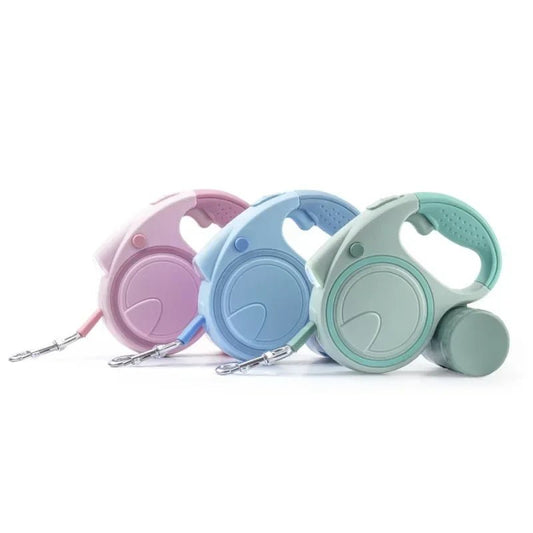 Retractable Dog Leash with LED Light, 16FT Nylon Rope, Poop Bag Dispenser, Adjustable Length for All Dog Sizes 0