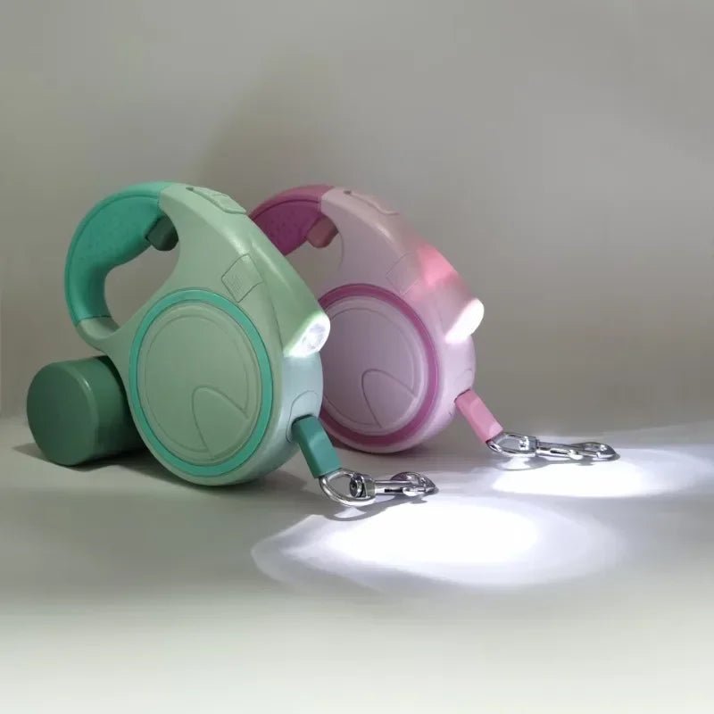 Retractable Dog Leash with LED Light, 16FT Nylon Rope, Poop Bag Dispenser, Adjustable Length for All Dog Sizes 2