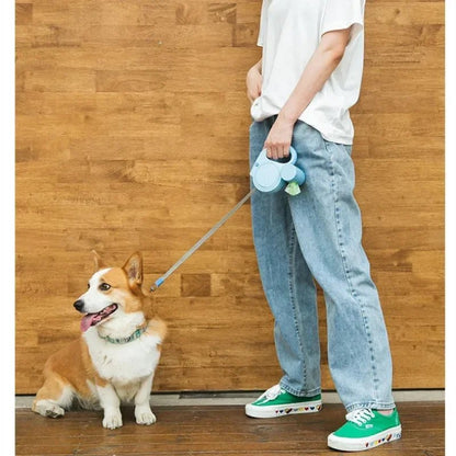 Retractable Dog Leash with LED Light, 16FT Nylon Rope, Poop Bag Dispenser, Adjustable Length for All Dog Sizes 3