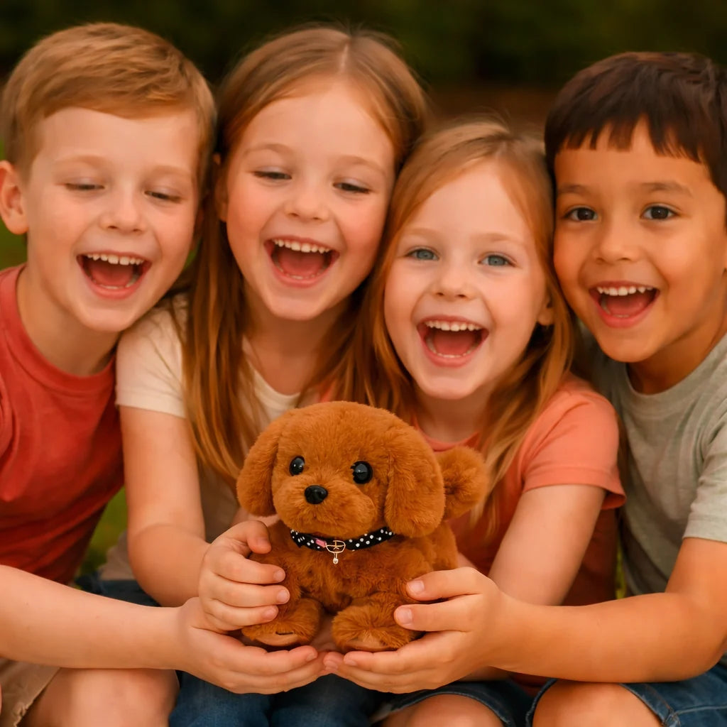 Interactive robot dog toy with lifelike movements and sounds, 17cm plush puppy designed for kids. 3