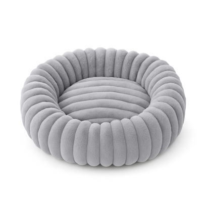 Round Donut Dog Bed - Soft Plush Washable Bed for Small to Medium Dogs - Cozy Design for Comfort and Security 1