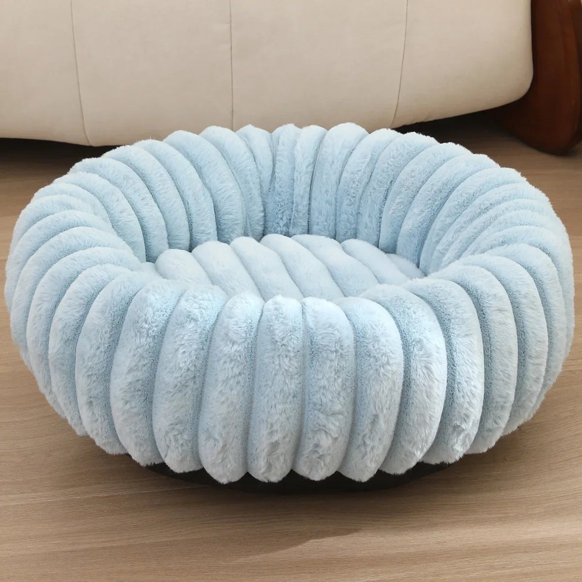 Round Donut Dog Bed - Soft Plush Washable Bed for Small to Medium Dogs - Cozy Design for Comfort and Security 13