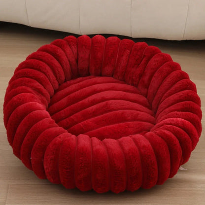 Round Donut Dog Bed - Soft Plush Washable Bed for Small to Medium Dogs - Cozy Design for Comfort and Security 14