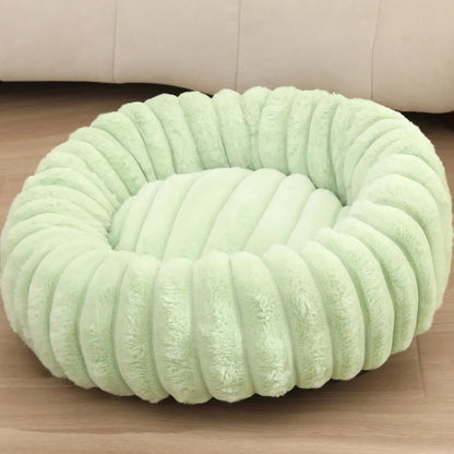Round Donut Dog Bed - Soft Plush Washable Bed for Small to Medium Dogs - Cozy Design for Comfort and Security 16