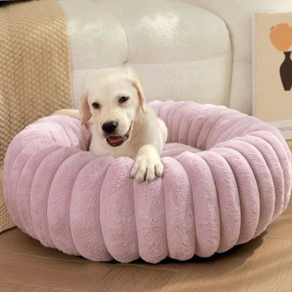 Round Donut Dog Bed - Soft Plush Washable Bed for Small to Medium Dogs - Cozy Design for Comfort and Security 4