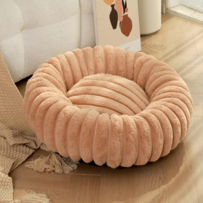 Round Donut Dog Bed - Soft Plush Washable Bed for Small to Medium Dogs - Cozy Design for Comfort and Security 7