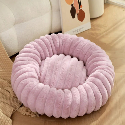 Round Donut Dog Bed - Soft Plush Washable Bed for Small to Medium Dogs - Cozy Design for Comfort and Security 9