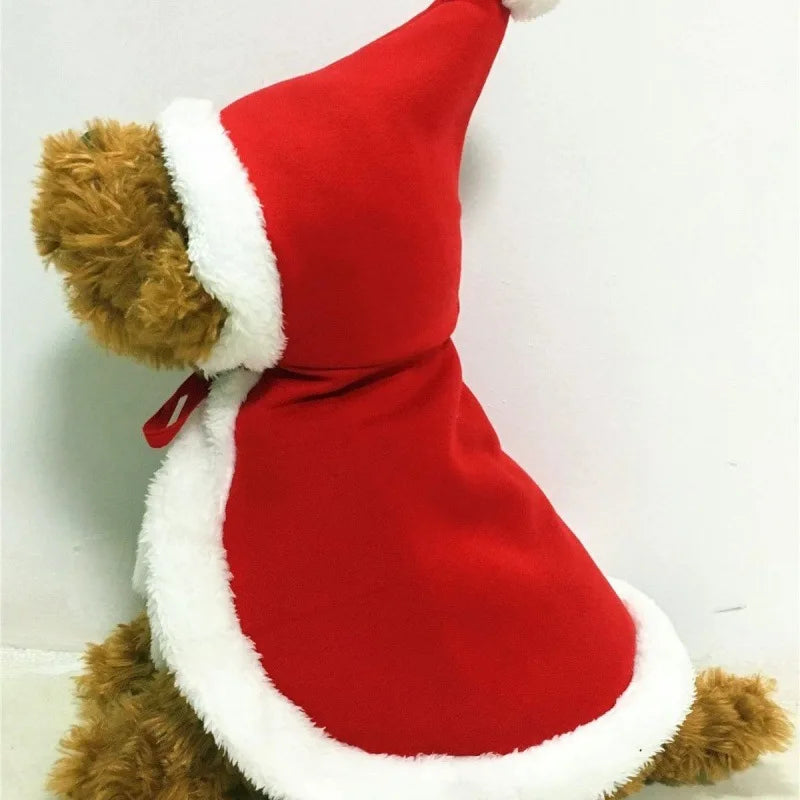 Santa Pet Cape for Cats and Small Dogs – Cozy Christmas Costume in Red 3
