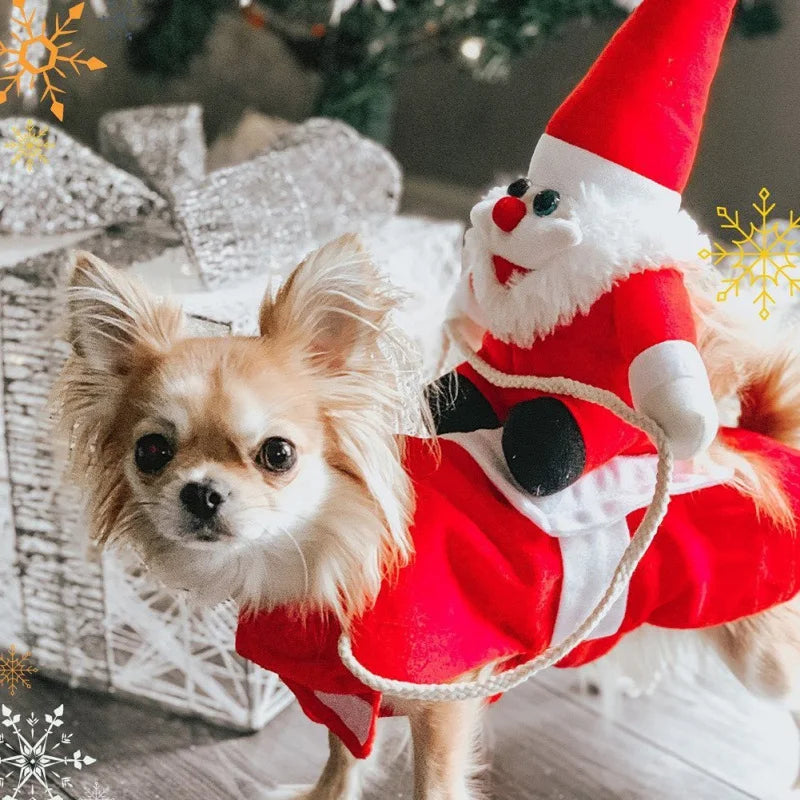 Santa Riding Dog Costume – Festive Christmas Outfit for Small to Medium Dogs, Comfortable and Washable Pet Costume 0