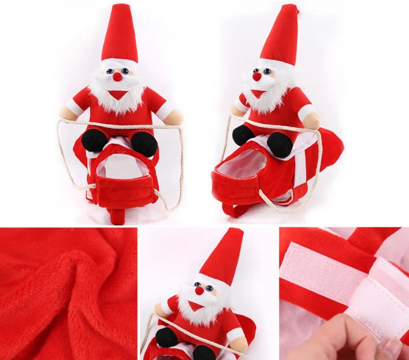 Santa Riding Dog Costume – Festive Christmas Outfit for Small to Medium Dogs, Comfortable and Washable Pet Costume 1