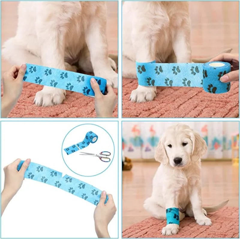 Self-Adhesive Bandage Tape for Pets, Breathable and Water-Repellent, Highly Elastic Vet Tape, 2.5 cm x 4.5 m, Assorted Colors 4