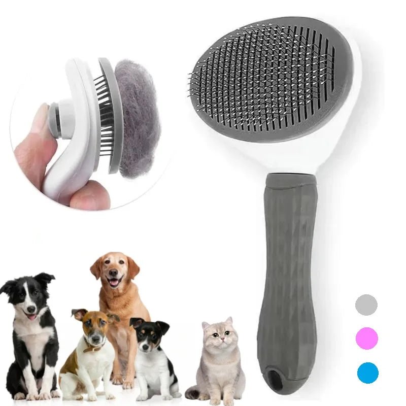 Self-Cleaning Detangling Pet Brush for Cats and Dogs – Ergonomic Design with Stainless Steel Pins, Gentle Grooming Tool 1