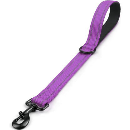 Short Dog Leash with Padded Handle – 30 cm Durable Nylon Leash for Enhanced Control and Safety, Reflective Stitching 7