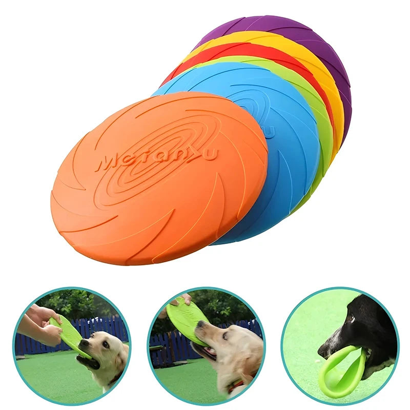 Silicone dog frisbee for fetch and training, durable outdoor flying disc designed for interactive play with pets. 2