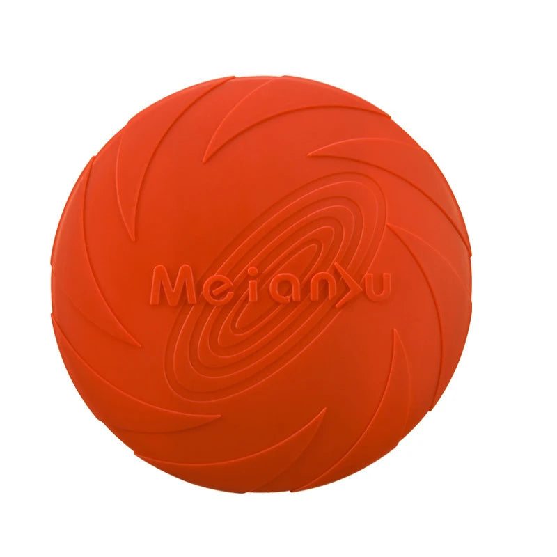 Silicone dog frisbee for fetch and training, durable outdoor flying disc designed for interactive play with pets. 7