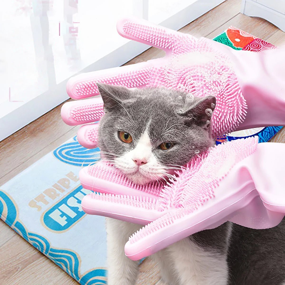 Silicone Pet Grooming Gloves for Cats and Dogs – Soft Massage Mitts for Hair Removal and Bathing 2