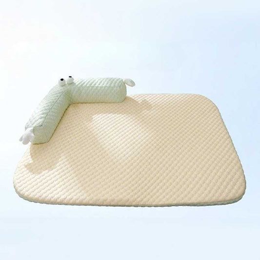 Silk Dog Cooling Mat with Plush Cushion – Lightweight, Breathable, Scratch Resistant Pet Bed for Instant Relief 0