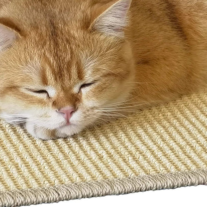 Sisal cat scratcher mat for furniture protection, featuring a durable, pet-safe design in natural color, measuring 60cm x 40cm. 0