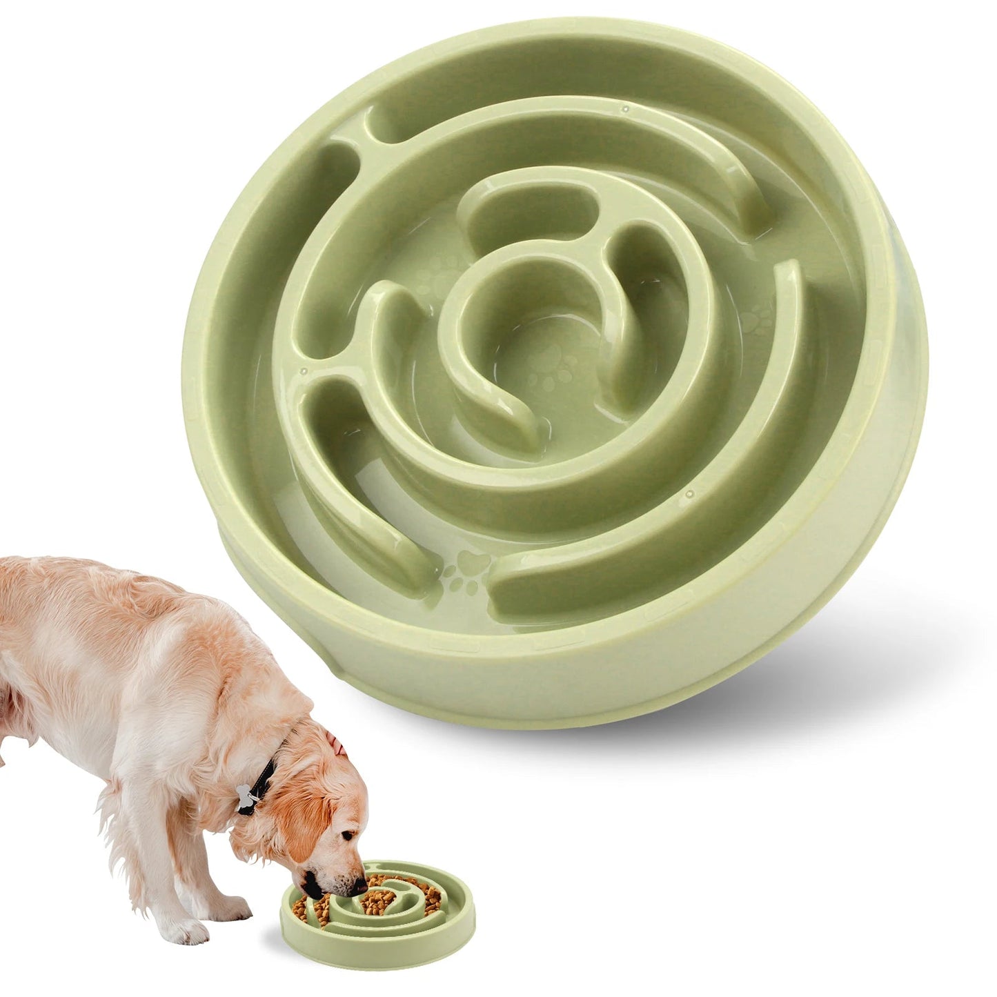 Slow feeder dog bowl with non-slip base featuring a maze design that promotes healthy eating habits and mental stimulation for pets. 0