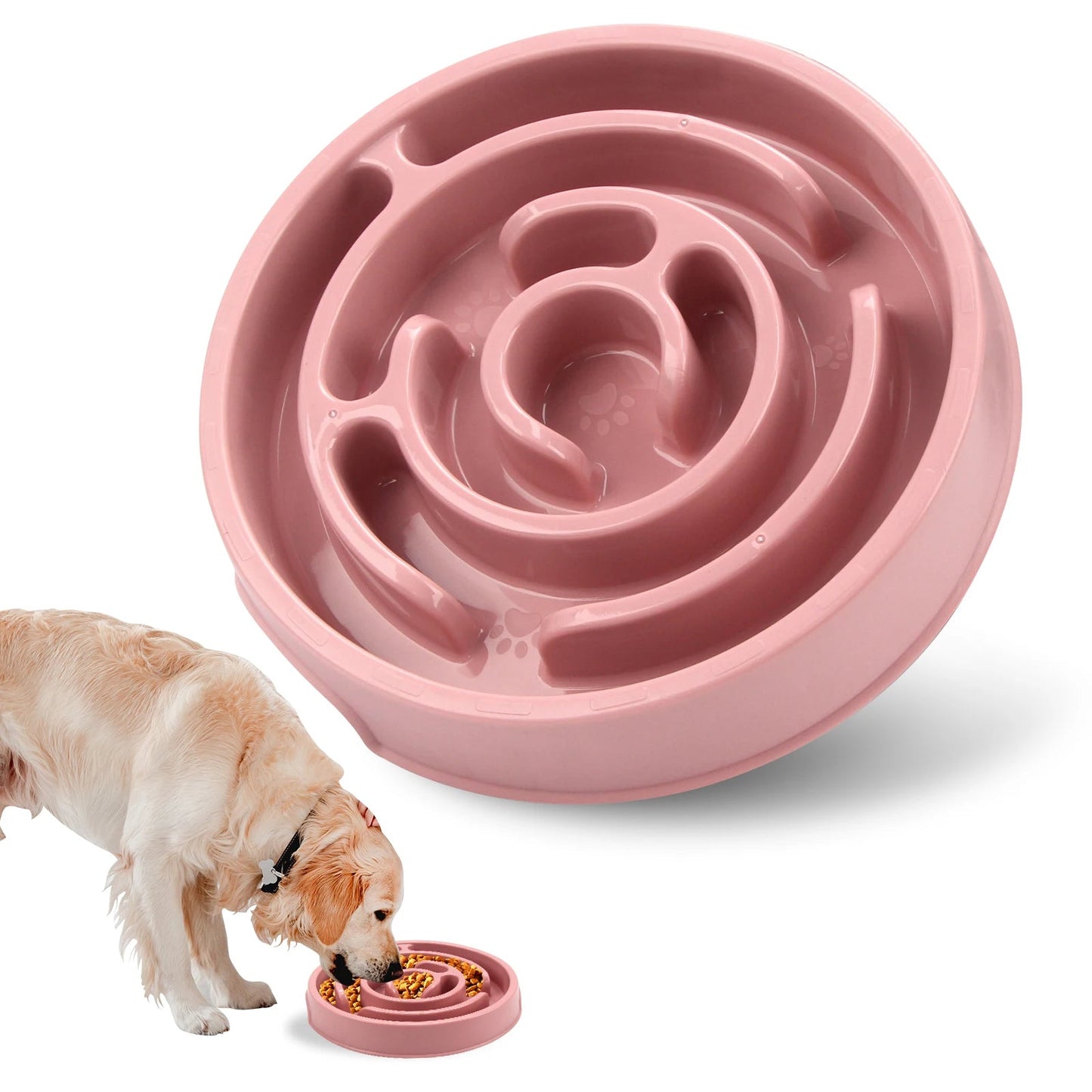 Slow feeder dog bowl with non-slip base featuring a maze design that promotes healthy eating habits and mental stimulation for pets. 8