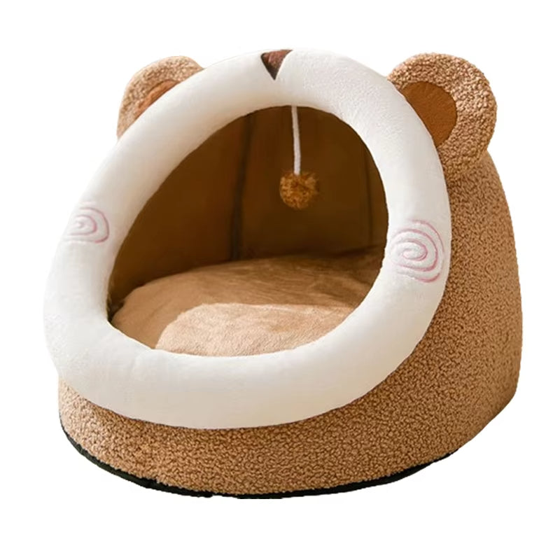 Soft Cozy Cat Bed – Warm Semi-Closed Nest for Cats and Small Dogs, Non-Slip Base, Easy Clean, Available in Multiple Sizes 2