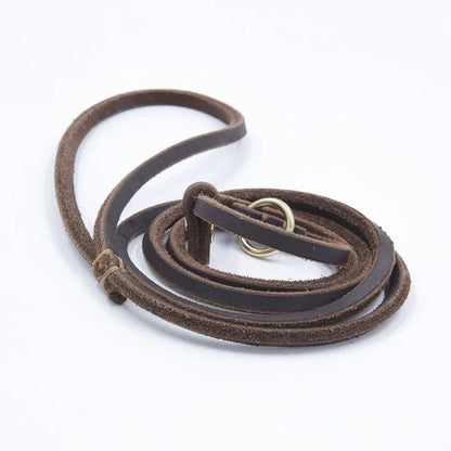 Soft Leather Dog Leash and Collar 2-in-1 Adjustable Design for Comfortable Walking - Natural Leather 4