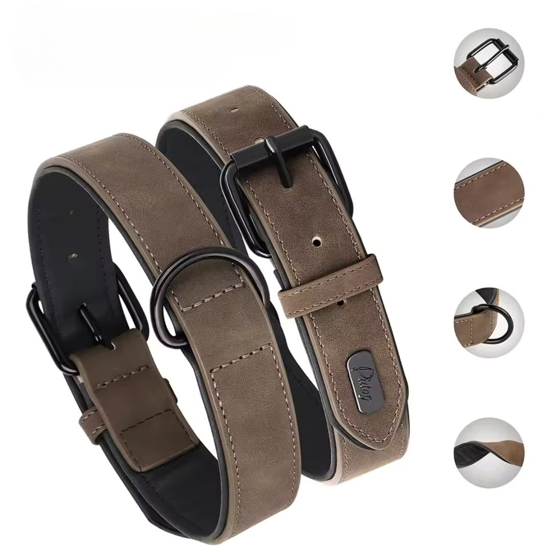 Soft Padded PU Leather Dog Collar for All Breeds – Durable and Comfortable 1