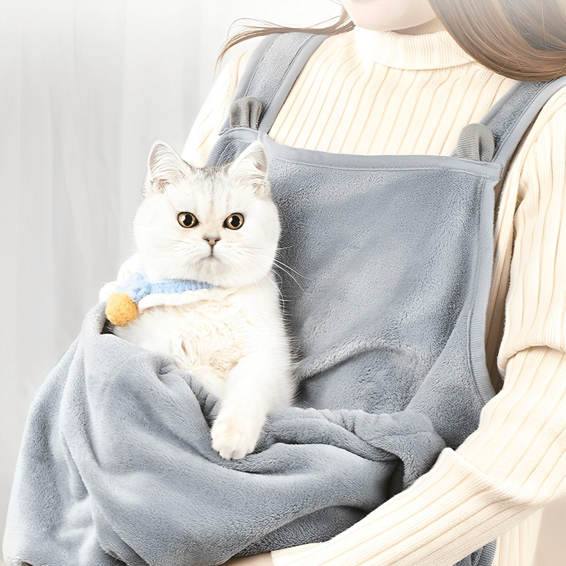 Soft Plush Cat Carrier Sling for Comfortable Travel – Portable Cat Travel Carrier for Hands-Free Cuddles and Safety 0